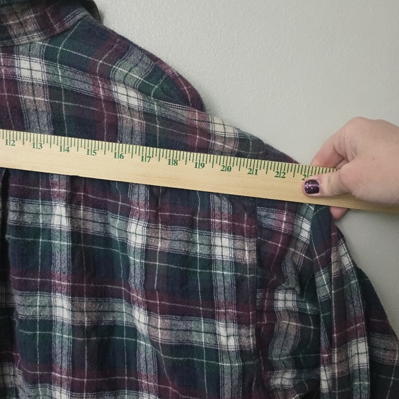 American Eagle Vintage Y2K Purple Green Plaid Flannel Shirt Men’s Size XL - Picture 6 of 8